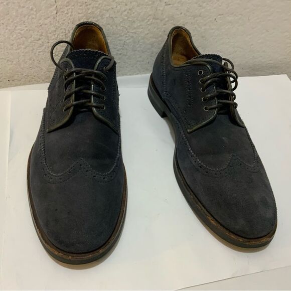 Aquatalia Men\'s Gray Suede Lace Up Carson Brogue Wingtip Oxford Shoes main image 6